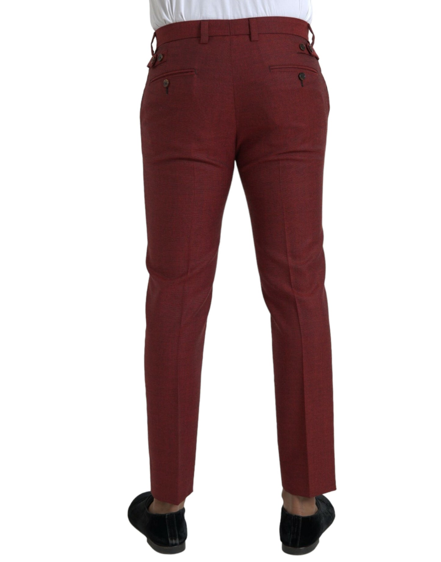 Dolce &amp; Gabbana Maroon Wool Men's Skinny Dress Pants