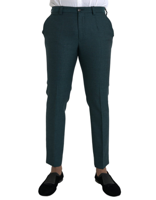 Dolce &amp; Gabbana Green Skinny Slim Dress Pants in Wool