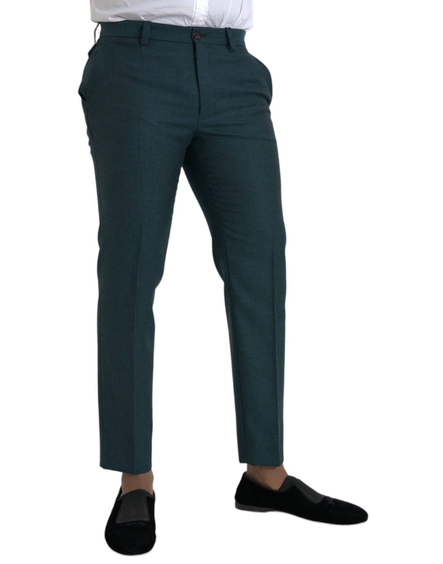 Dolce &amp; Gabbana Green Skinny Slim Dress Pants in Wool