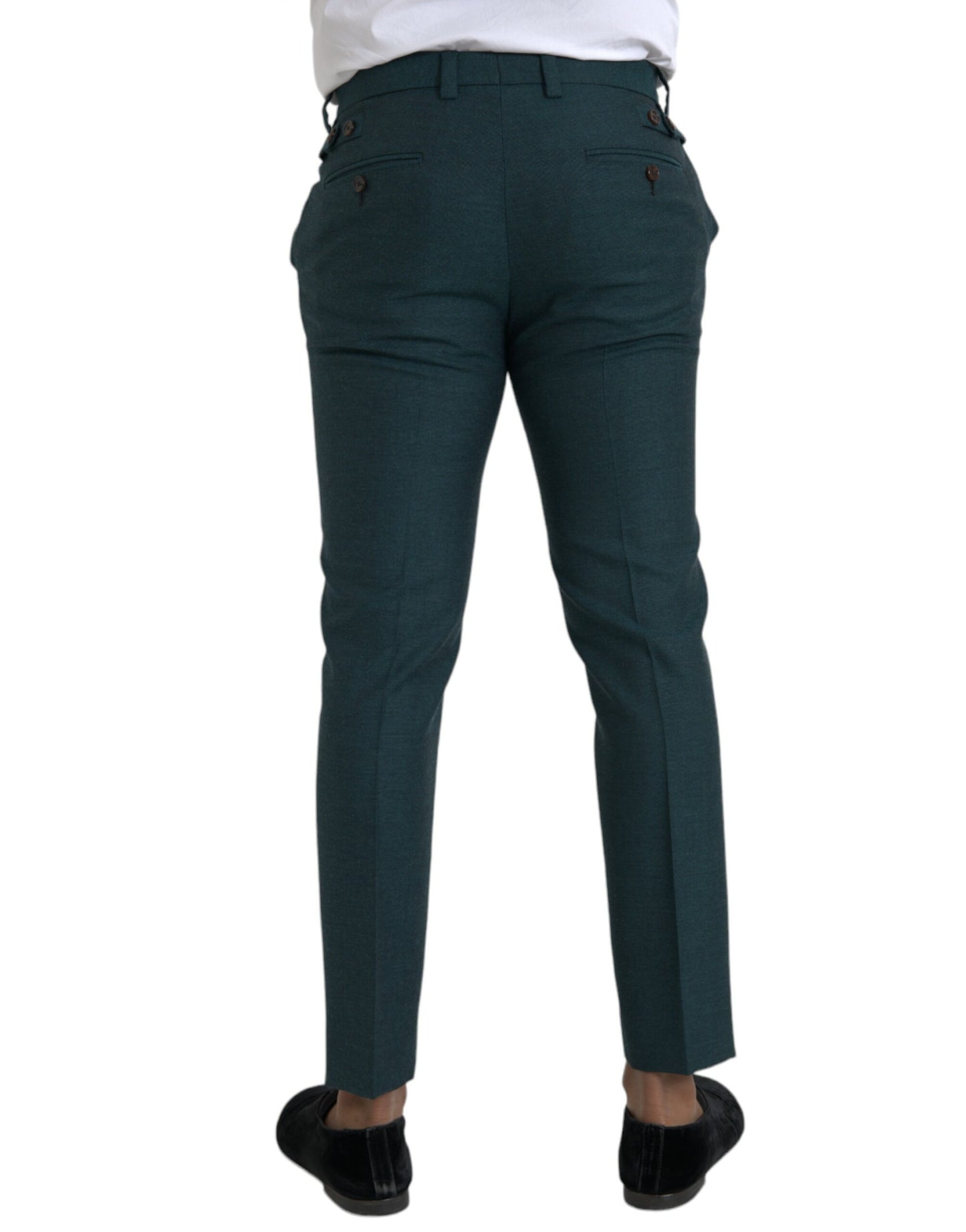 Dolce &amp; Gabbana Green Skinny Slim Dress Pants in Wool