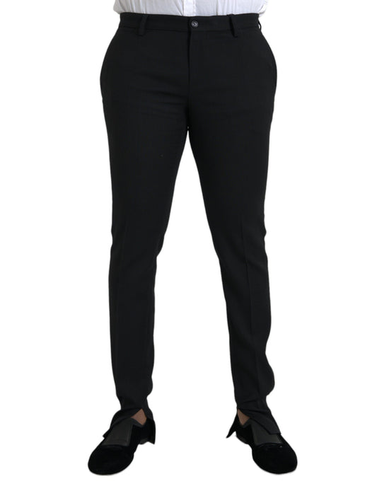 Dolce &amp; Gabbana Black Wool Stretch miesten kapeat housut