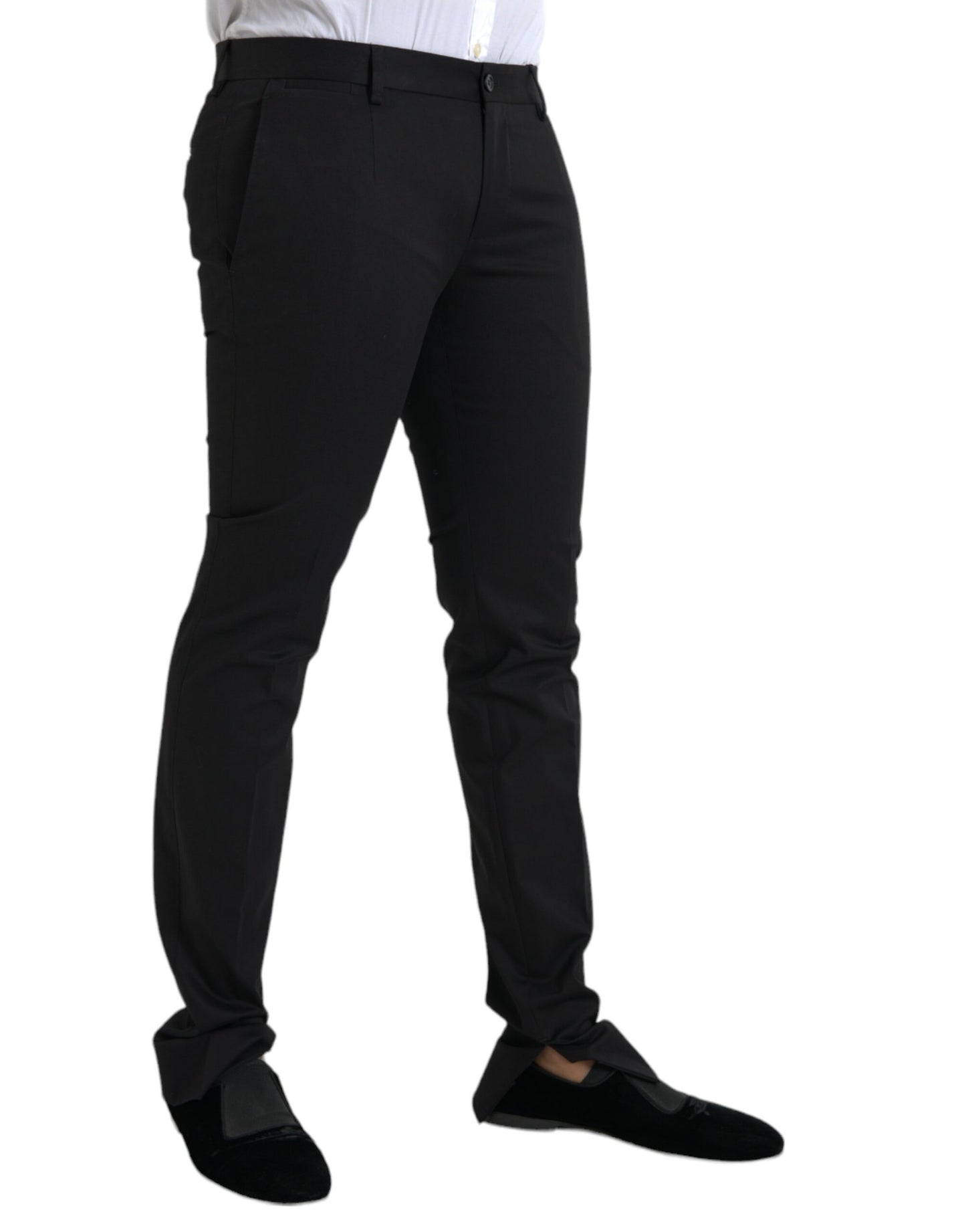 Dolce &amp; Gabbana Black Cotton Stretch Skinny Dress Pants