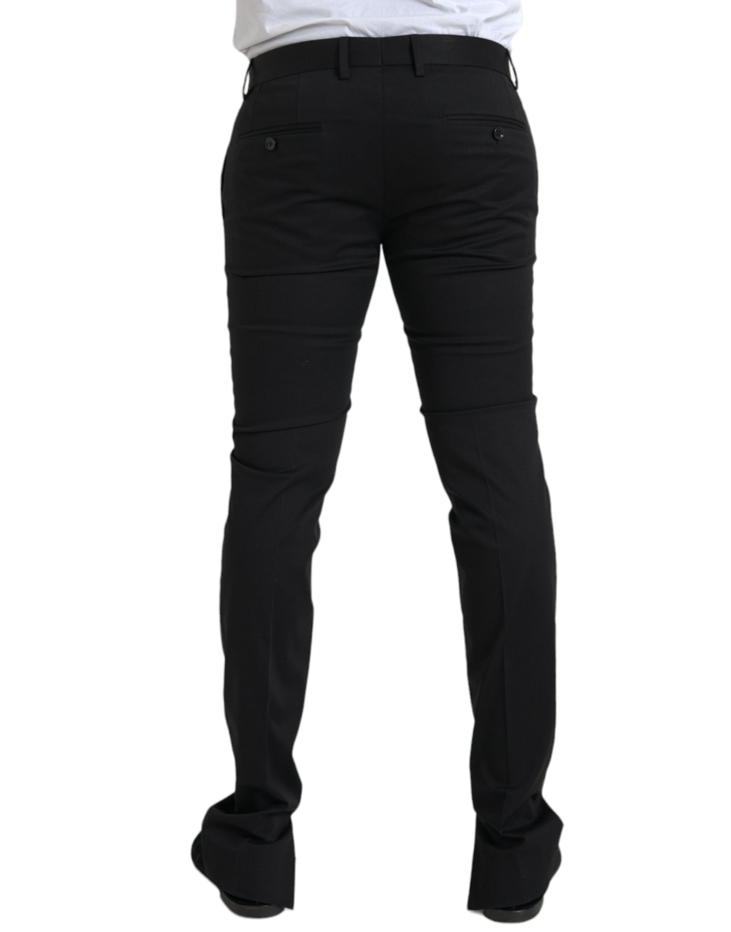 Dolce &amp; Gabbana Black Cotton Stretch Skinny Dress Pants