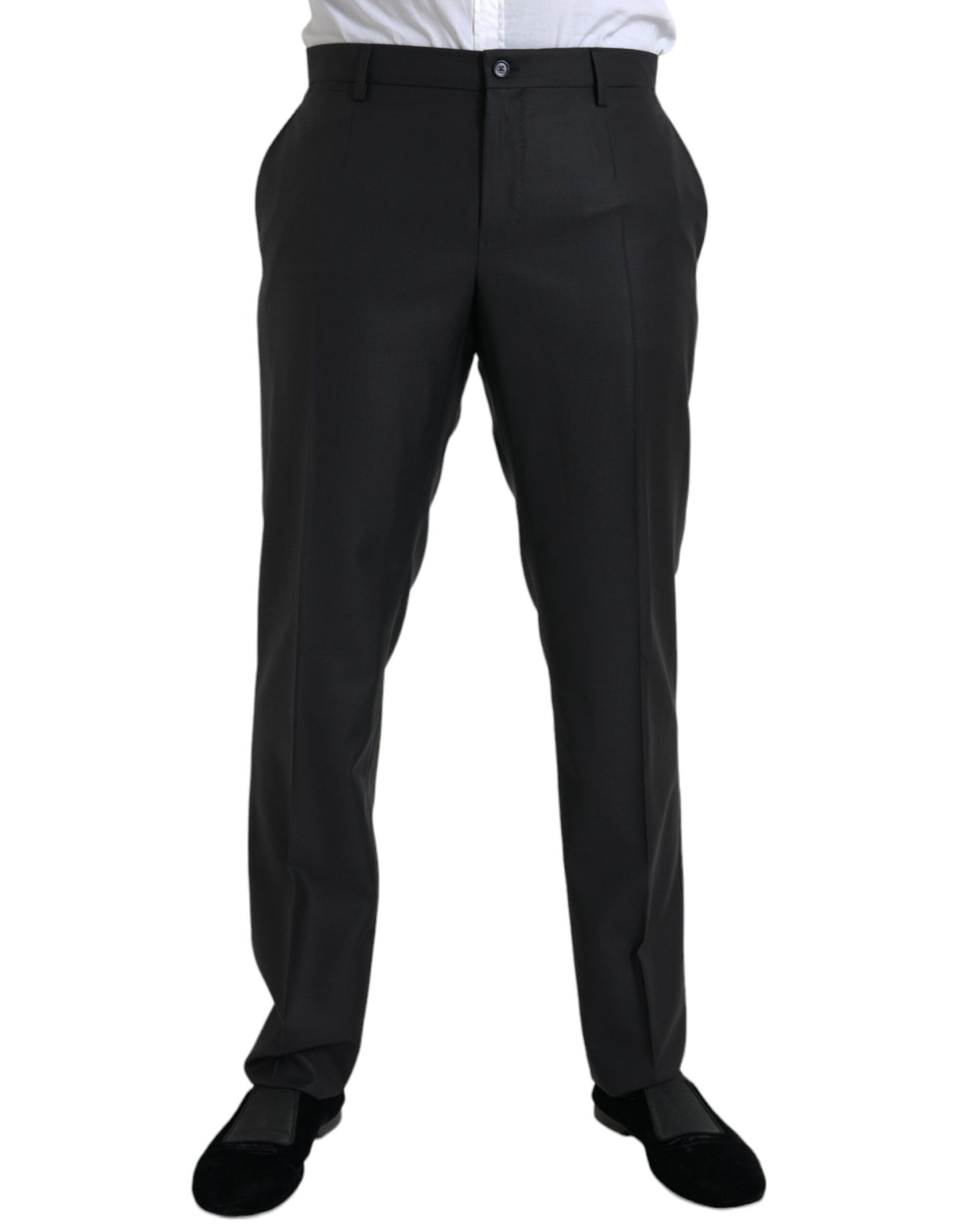 Dolce &amp; Gabbana Black Wool and Silk Skinny Dress Pants