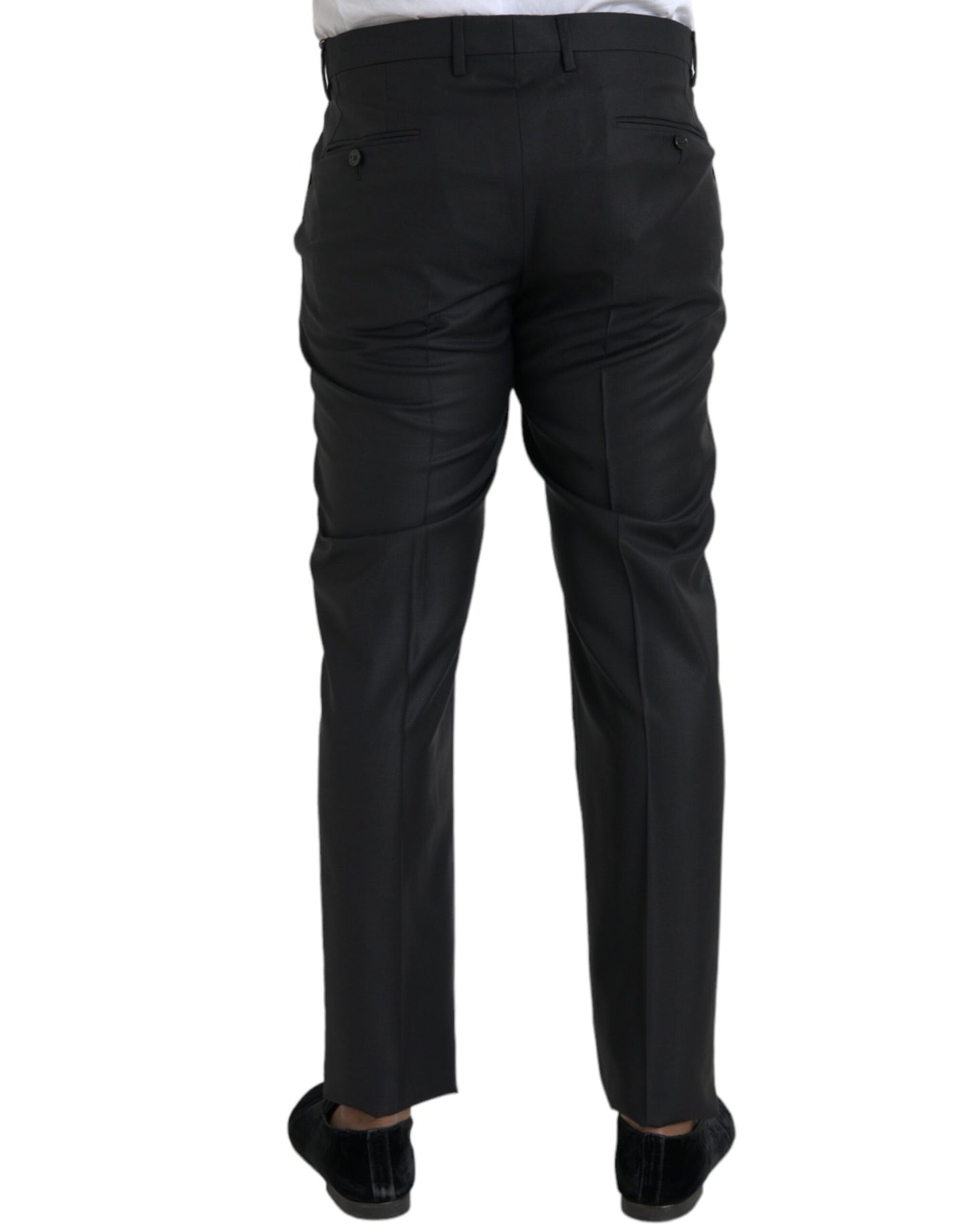 Dolce &amp; Gabbana Black Wool and Silk Skinny Dress Pants