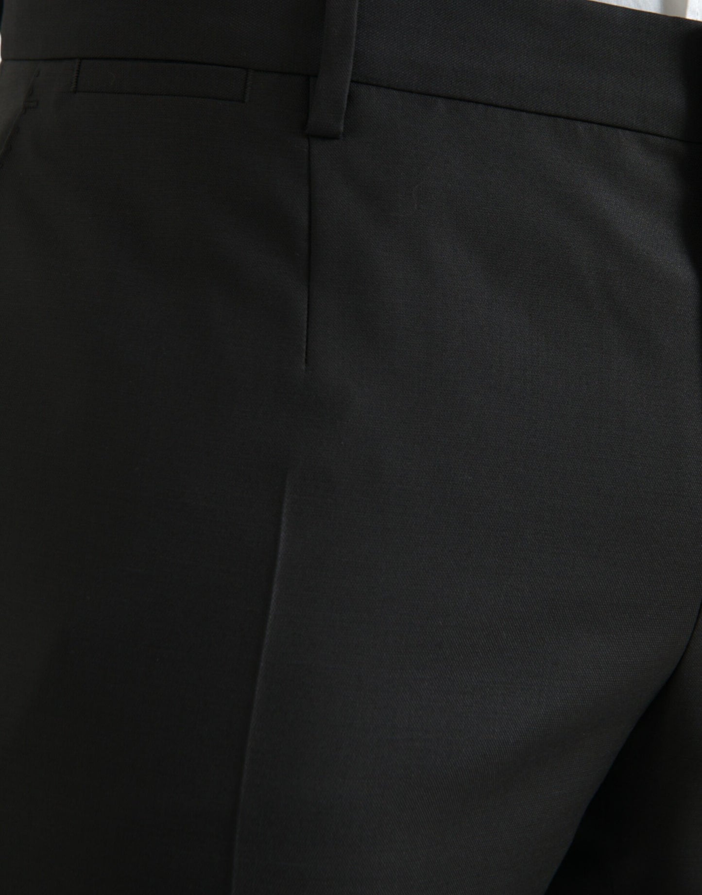 Dolce &amp; Gabbana Black Wool and Silk Skinny Dress Pants