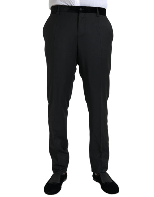 Dolce &amp; Gabbana Black Silk Men's Skinny Dress Pants