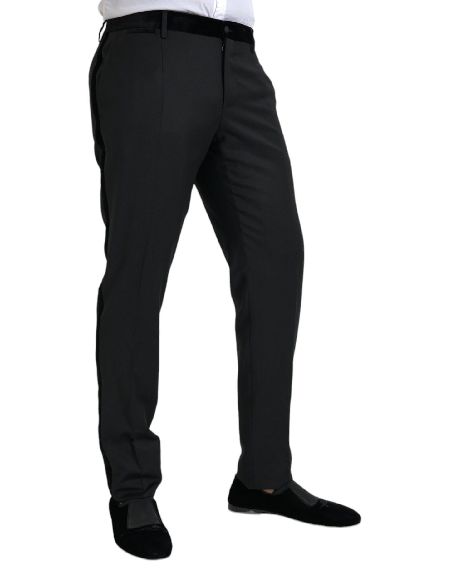 Dolce &amp; Gabbana Black Silk Men's Skinny Dress Pants