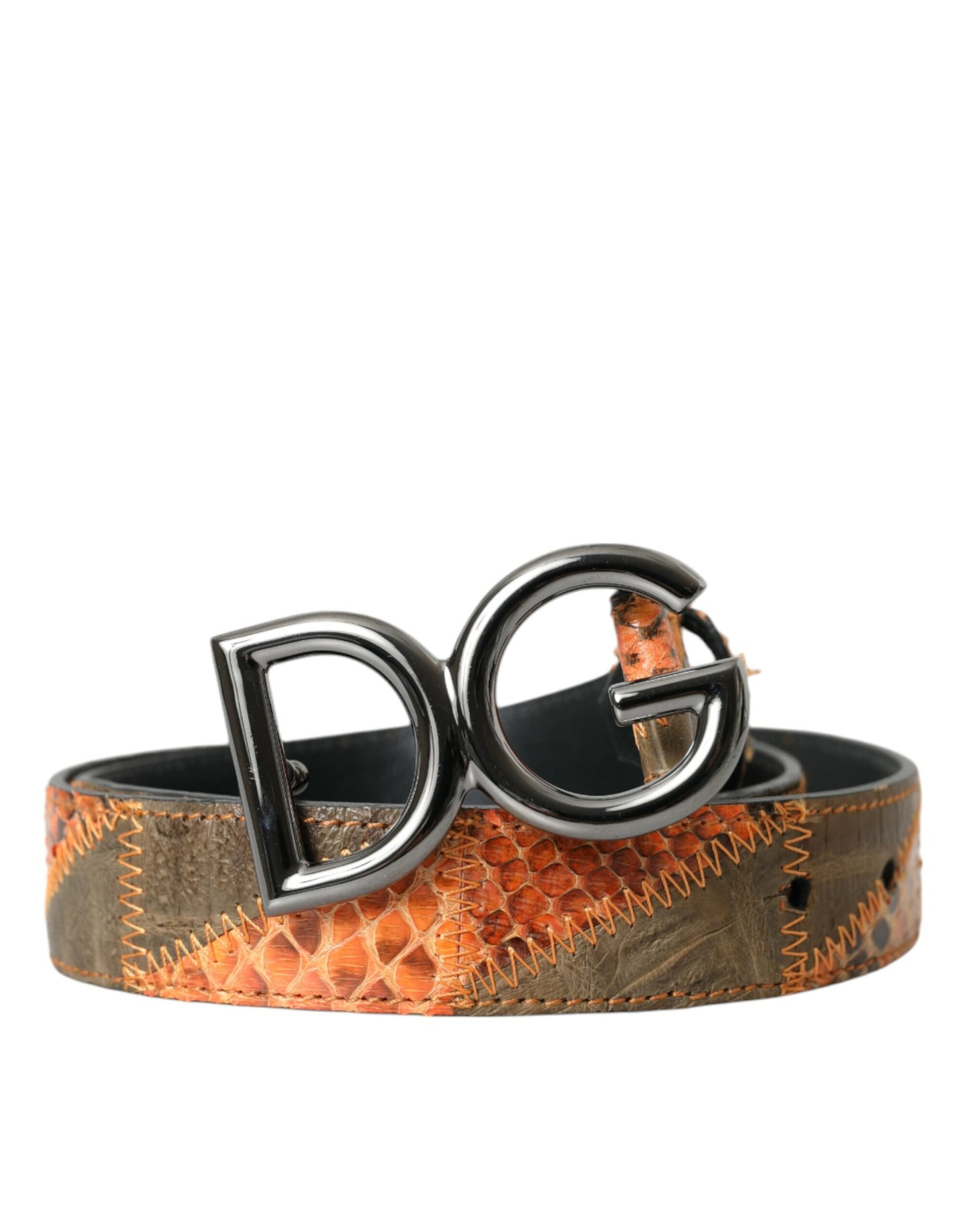 Dolce & Gabbana Patchwork Python Leder Logo Schnalle Gürtel Männer