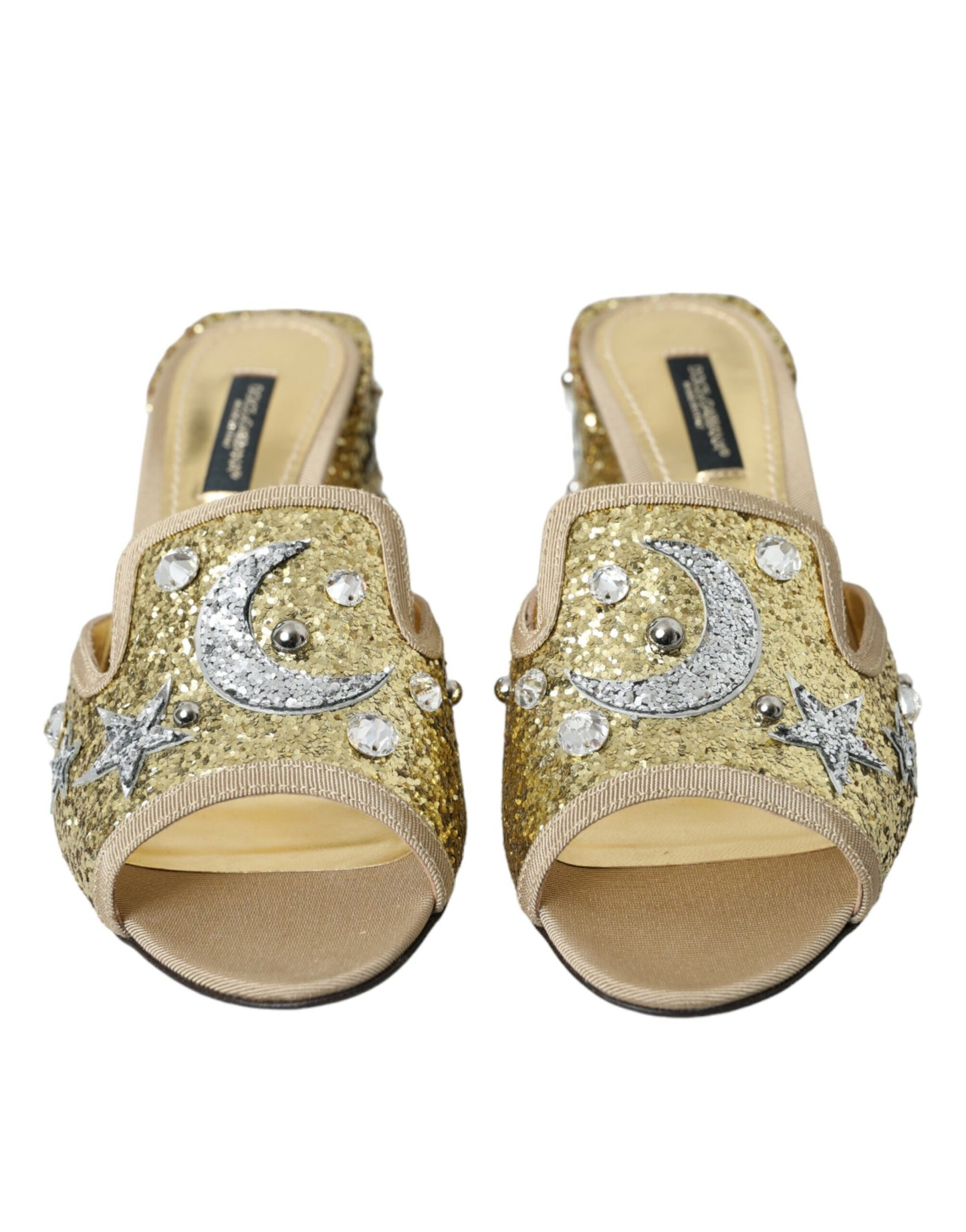 Dolce &amp; Gabbana Gold Sequin Leather Heels Sandaalit Kengät