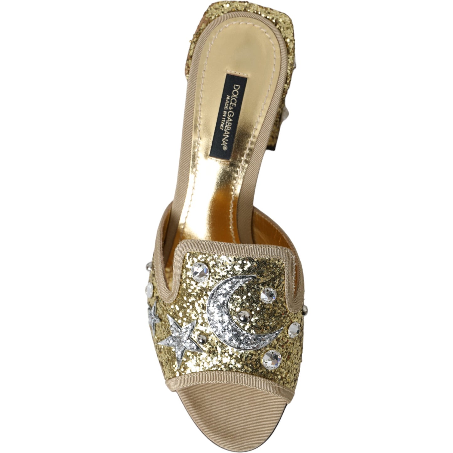 Dolce &amp; Gabbana Gold Sequin Leather Heels Sandaalit Kengät