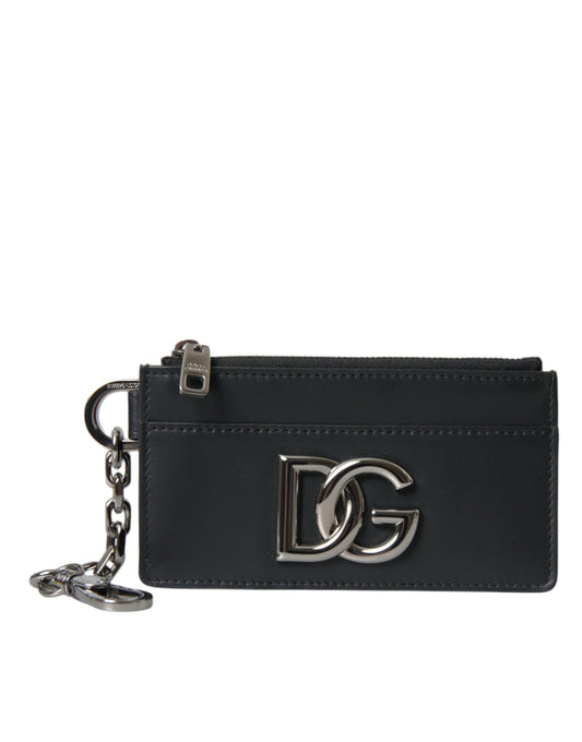 Dolce &amp; Gabbana Black Calfskin DG Logo Cardholder Lompakko Miesten