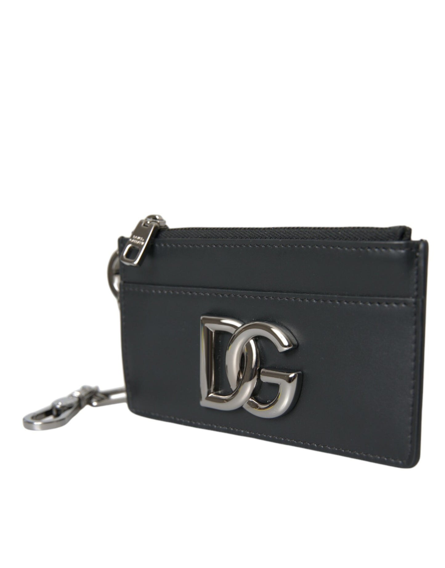 Dolce &amp; Gabbana Black Calfskin DG Logo Cardholder Wallet Men