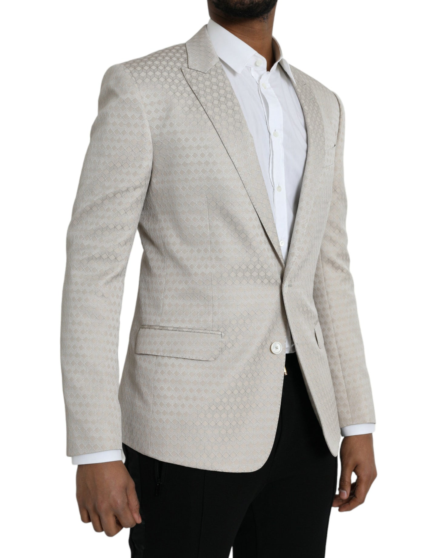 Dolce & Gabbana Beige MARTINI Einreihiger Mantel Blazer