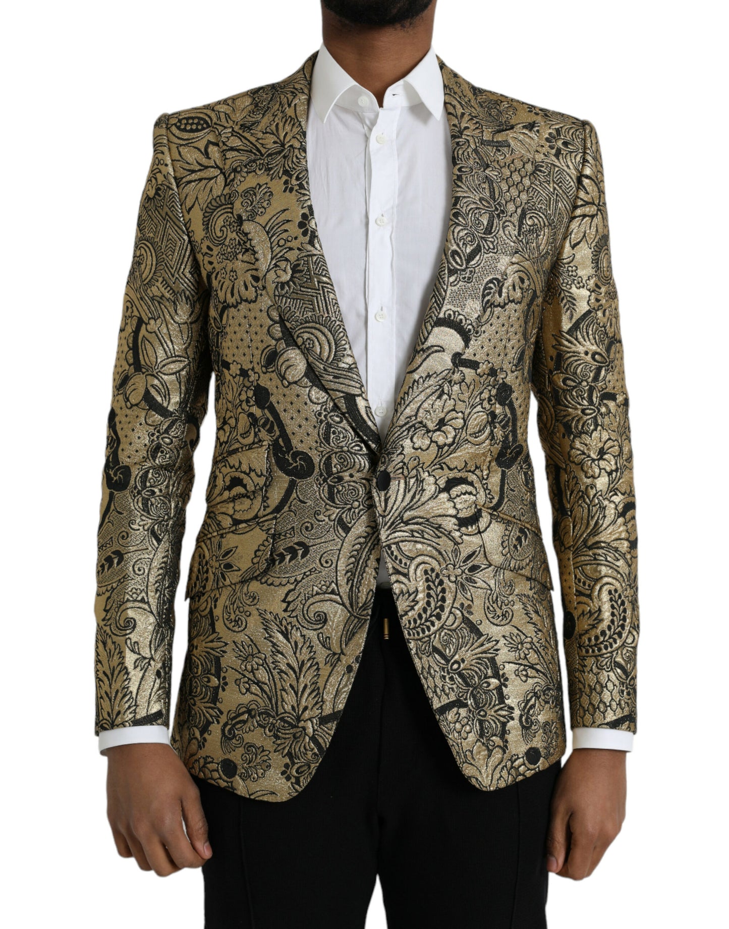 Dolce &amp; Gabbana Gold SICILIA Jacquard Coat yksirivinen bleiseri