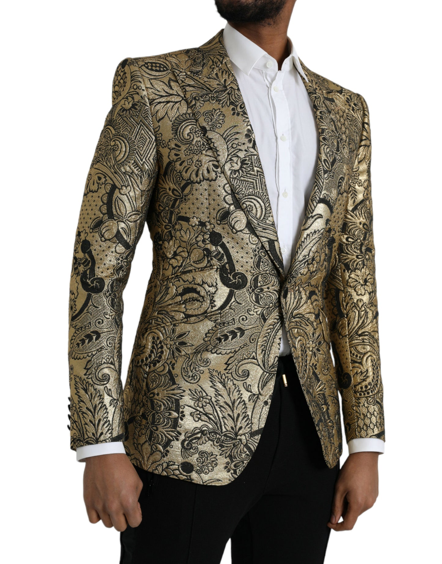 Dolce &amp; Gabbana Gold SICILIA Jacquard Coat yksirivinen bleiseri