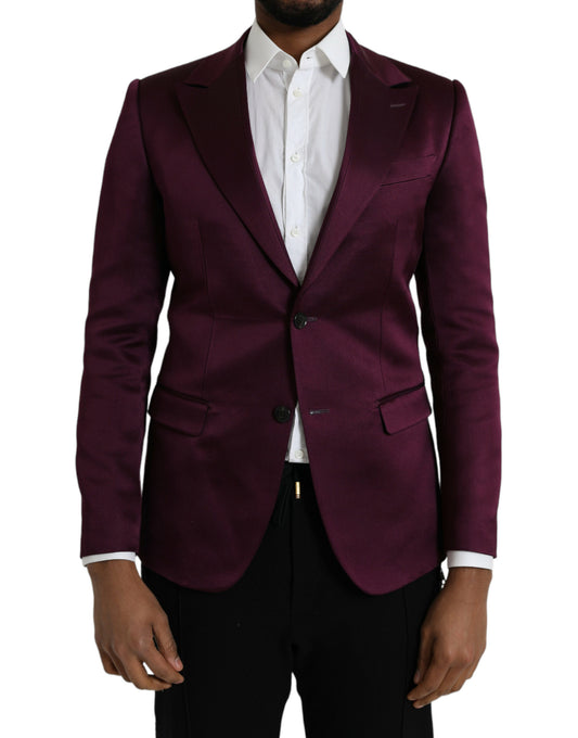 Dolce &amp; Gabbana Maroon Single Breasted Silk Coat Blazer