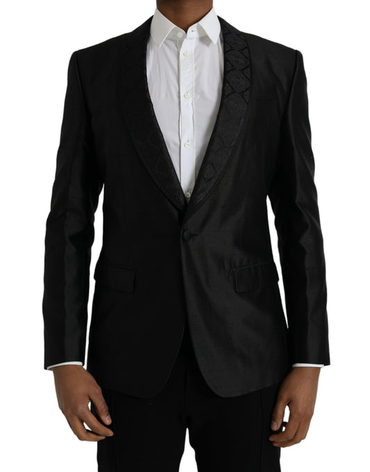 Dolce & Gabbana Schwarzer MARTINI Einreihiger Mantel Blazer