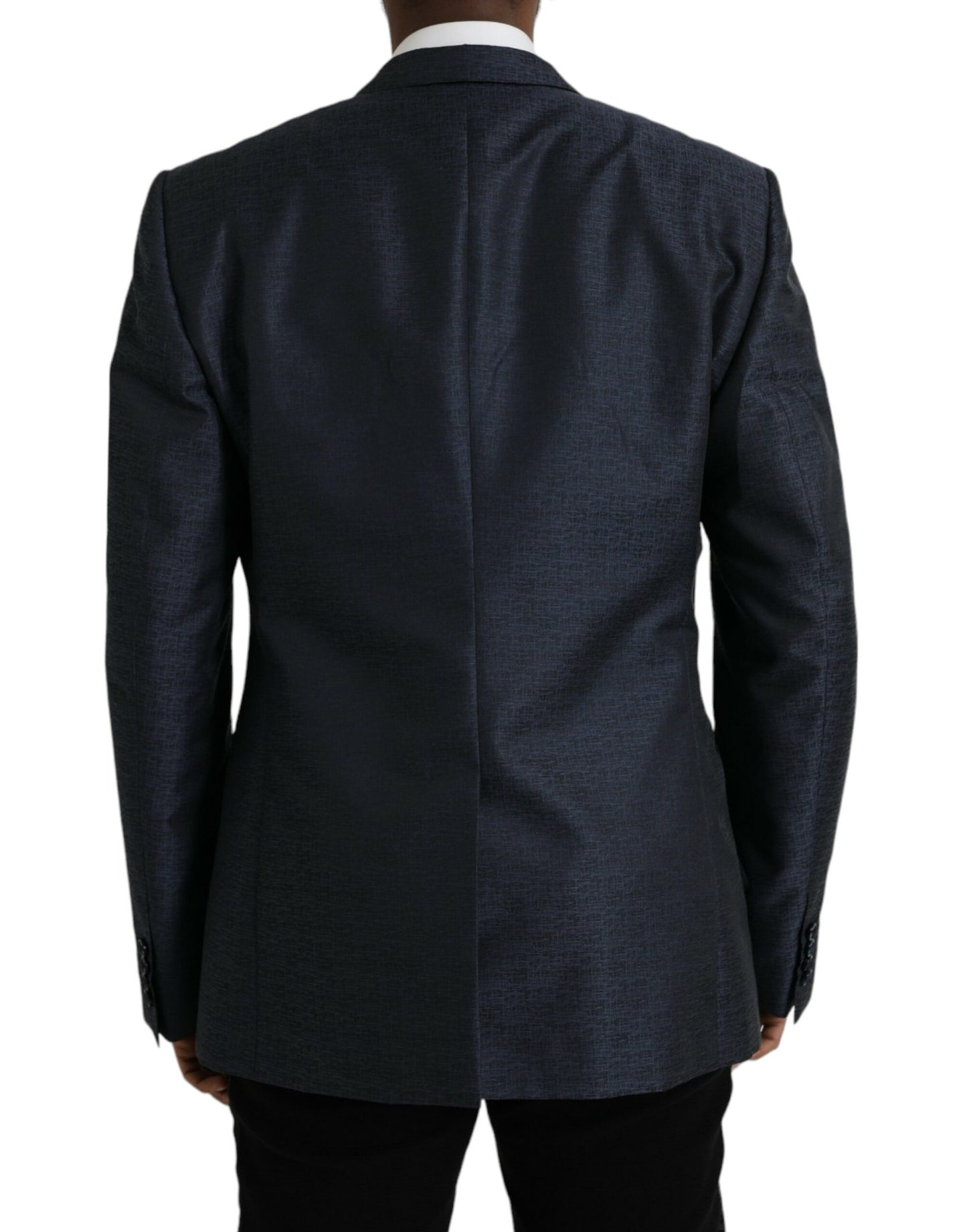 Dolce & Gabbana Blauer Wollmantel GOLD Einreihiger Blazer