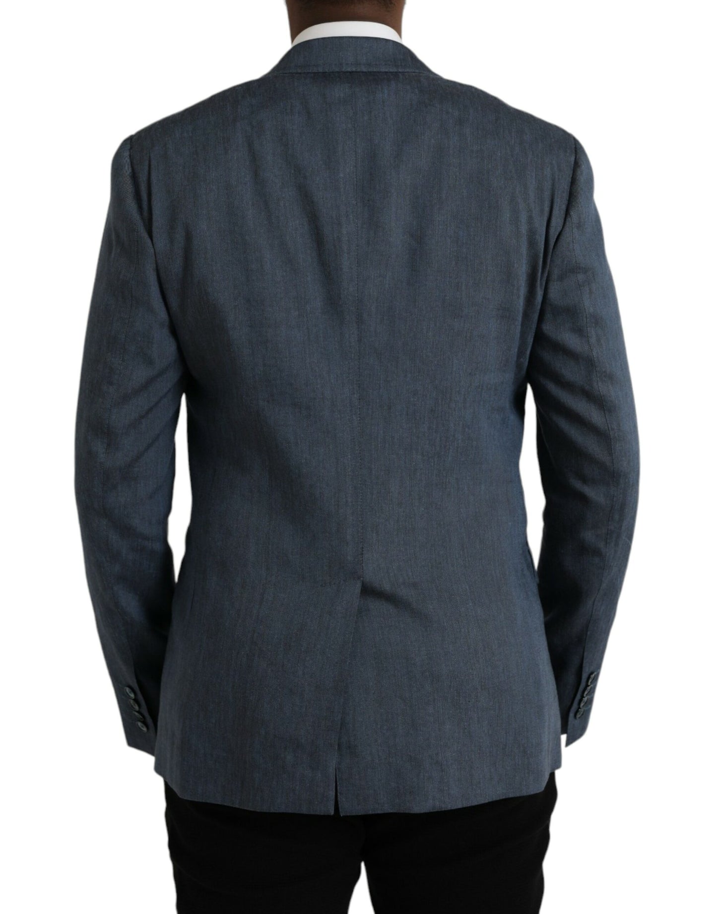 Dolce & Gabbana Blauer Leinenmantel NAPOLI Einreihiger Blazer