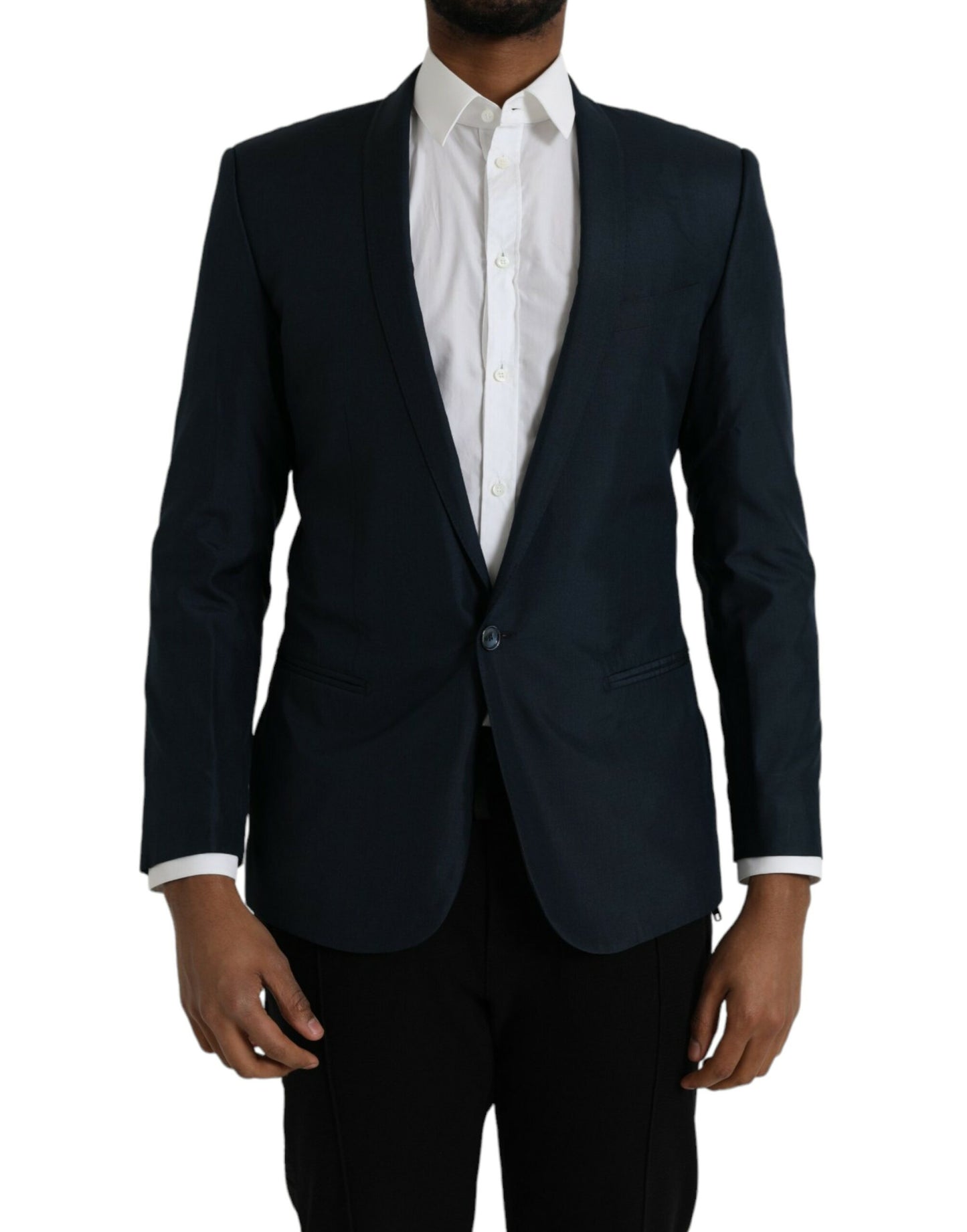 Dolce & Gabbana Blauer MARTINI Schal Einreihiger Blazer