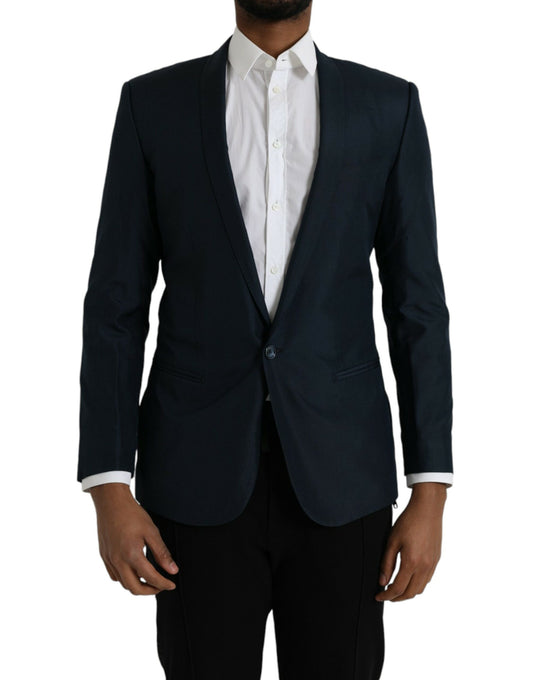 Dolce &amp; Gabbana Blue MARTINI Scarf Single Breasted Blazer