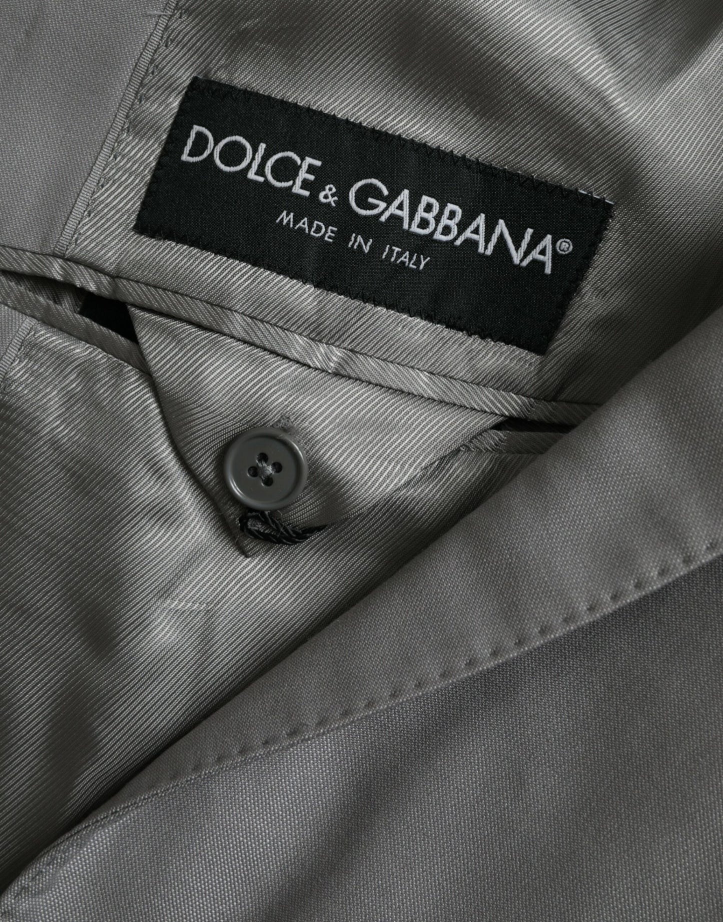 Dolce & Gabbana Grauer einreihiger Wollmantel mit Spitze Blazer