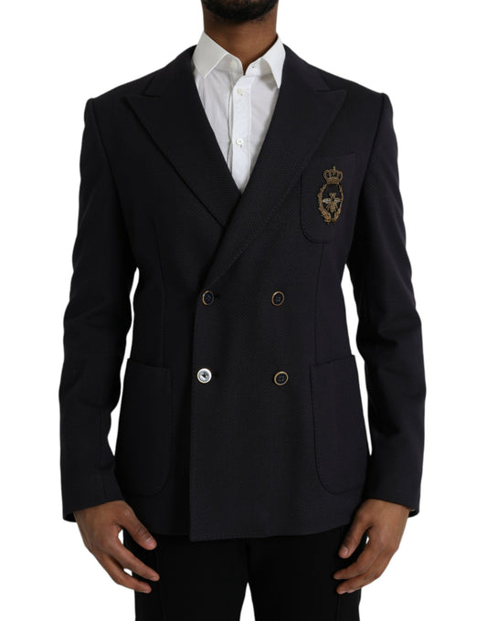 Dolce &amp; Gabbana Dark Blue Crown Bee Double Breasted Blazer