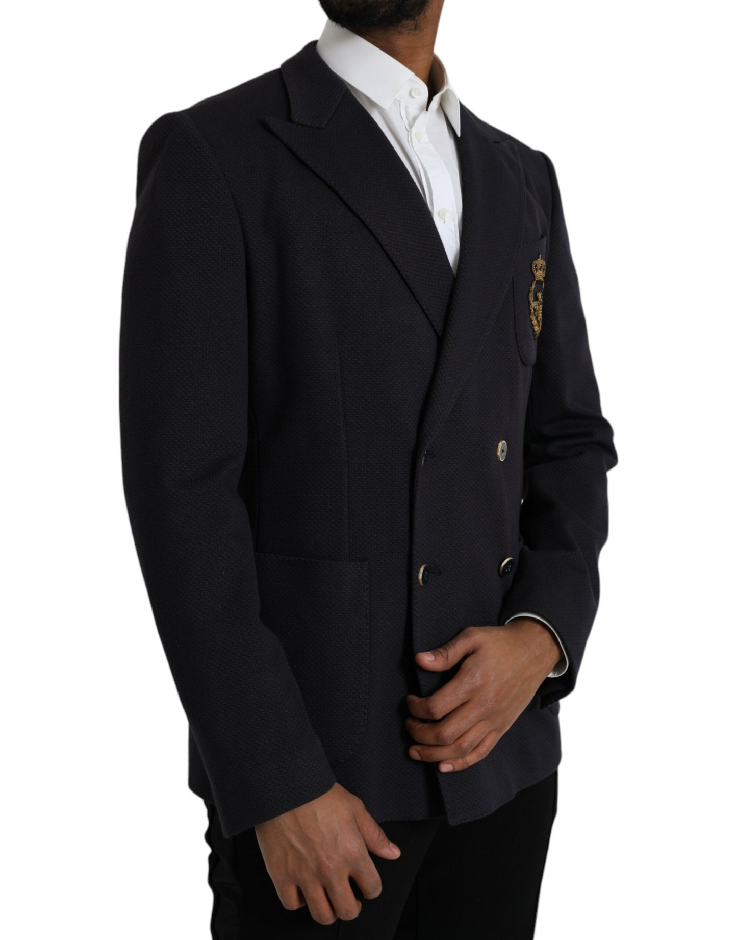 Dolce & Gabbana Dunkelblauer Crown Bee Zweireiher-Blazer