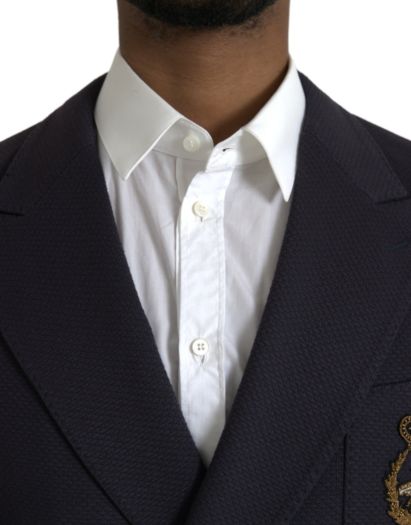 Dolce & Gabbana Dunkelblauer Crown Bee Zweireiher-Blazer