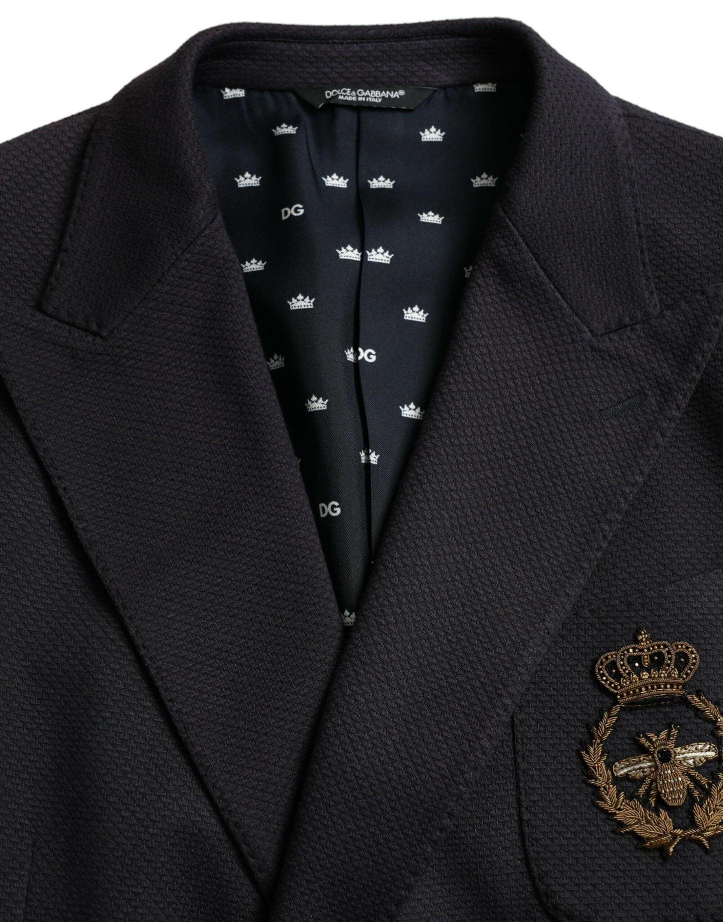 Dolce & Gabbana Dunkelblauer Crown Bee Zweireiher-Blazer