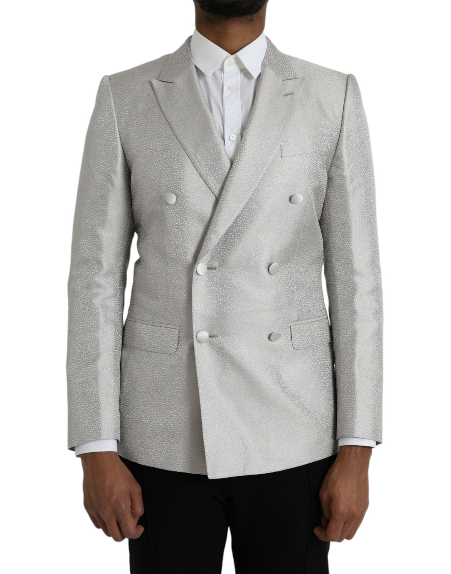 Dolce & Gabbana Off White MARTINI Zweireihiger Mantel Blazer