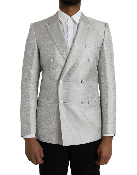 Dolce & Gabbana Off White MARTINI Zweireihiger Mantel Blazer