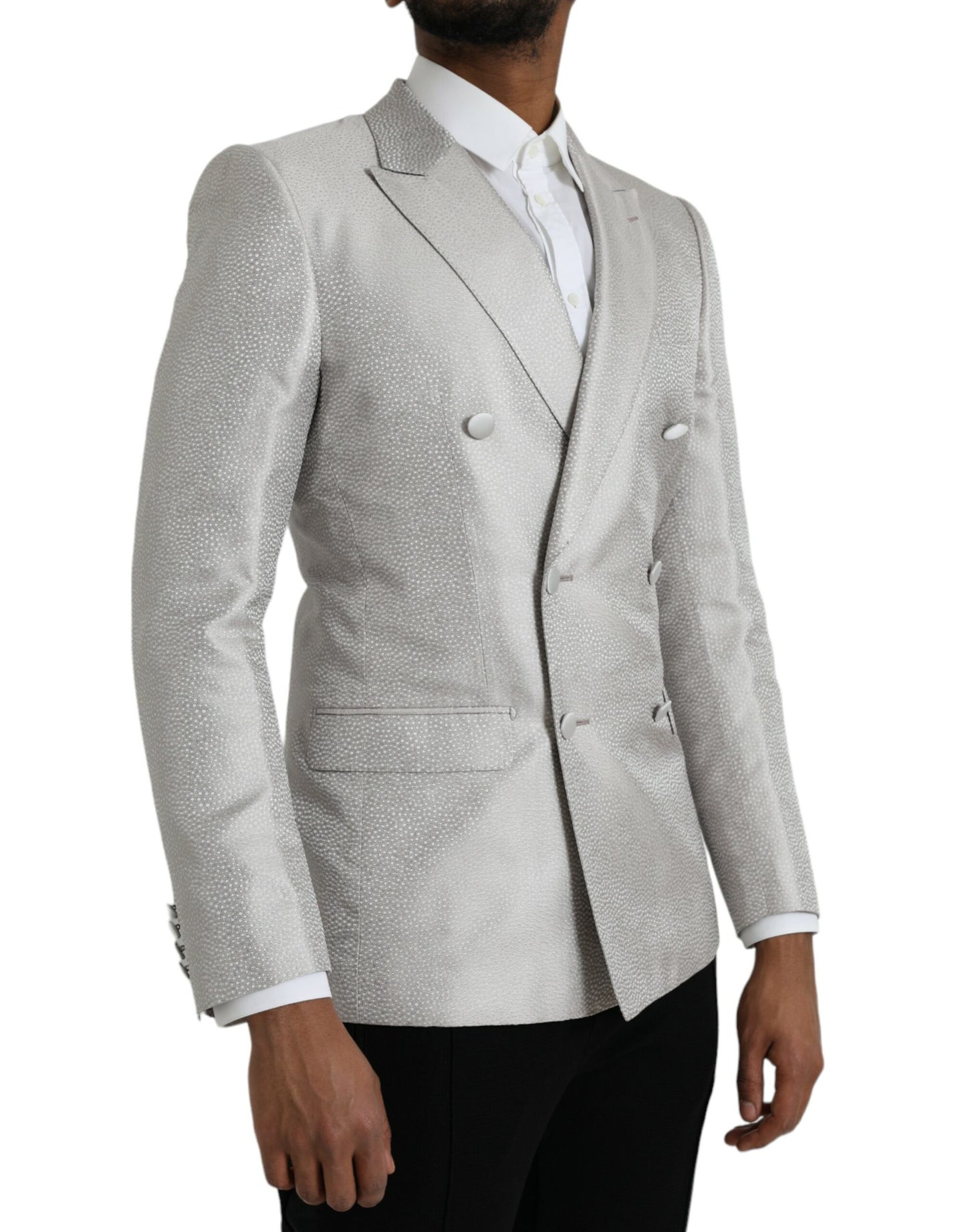 Dolce & Gabbana Off White MARTINI Zweireihiger Mantel Blazer