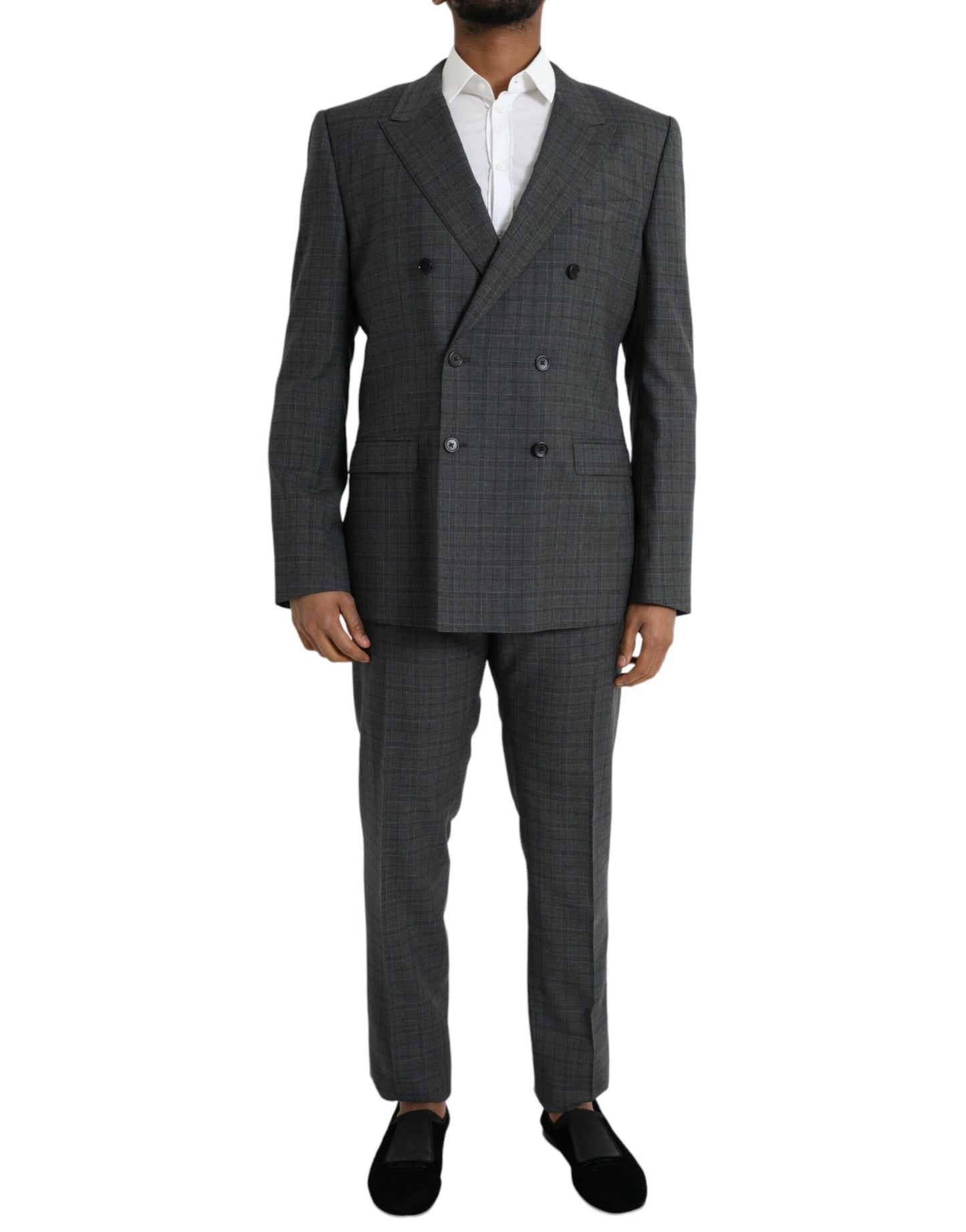 Dolce & Gabbana Grauer karierter Woll-Anzug MARTINI Formal 2 Piece Suit