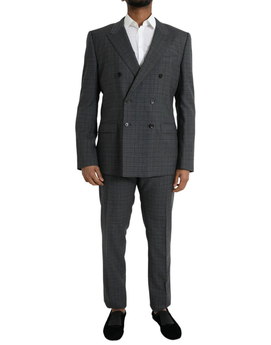 Dolce &amp; Gabbana Grey Checked Wool Suit MARTINI Formal 2 Piece Suit