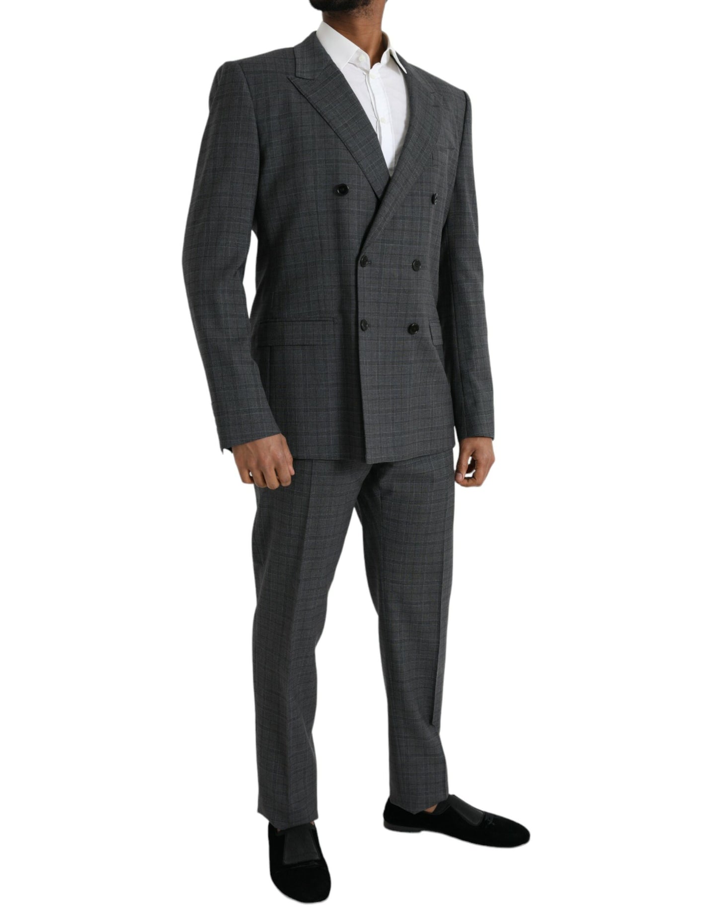 Dolce & Gabbana Grauer karierter Woll-Anzug MARTINI Formal 2 Piece Suit