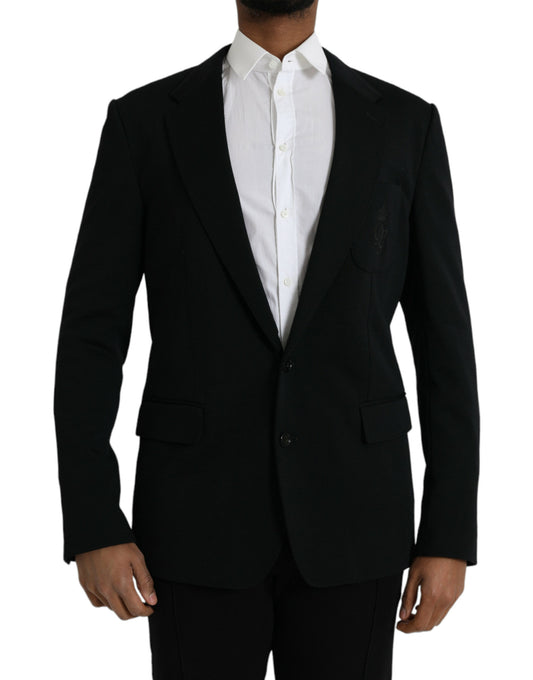 Dolce & Gabbana Schwarzer einreihiger Wollmantel Blazer