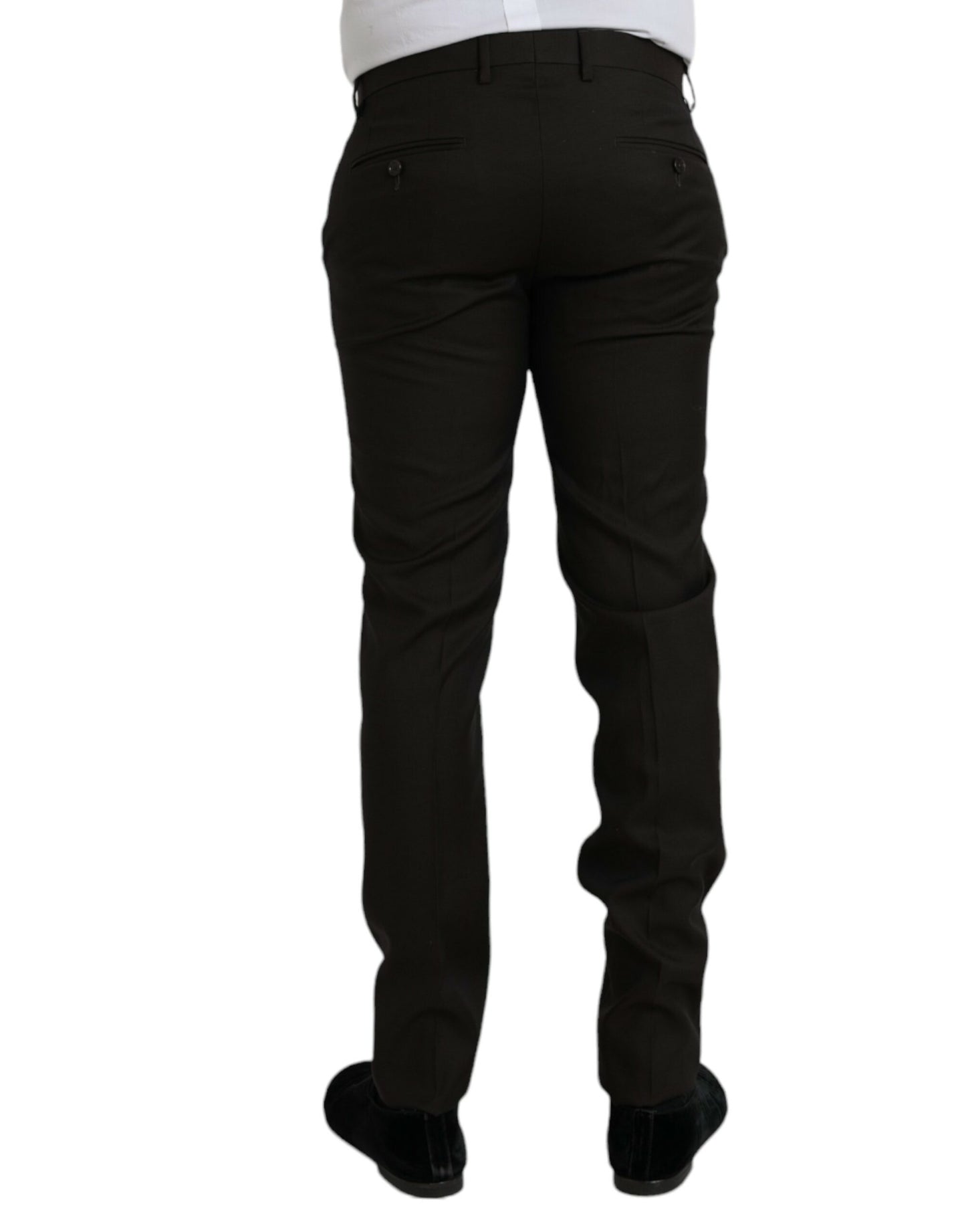 Dolce &amp; Gabbana Dark Brown Wool Slim Fit Formal Pants