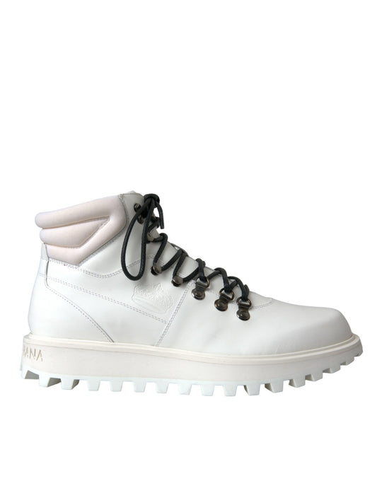 Dolce &amp; Gabbana White Vulcano Trekking Men's Boots Shoes