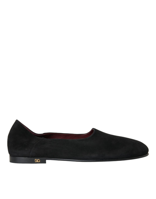 Dolce &amp; Gabbana Black Suede Loafers Muodollinen mekko Slip On Shoes