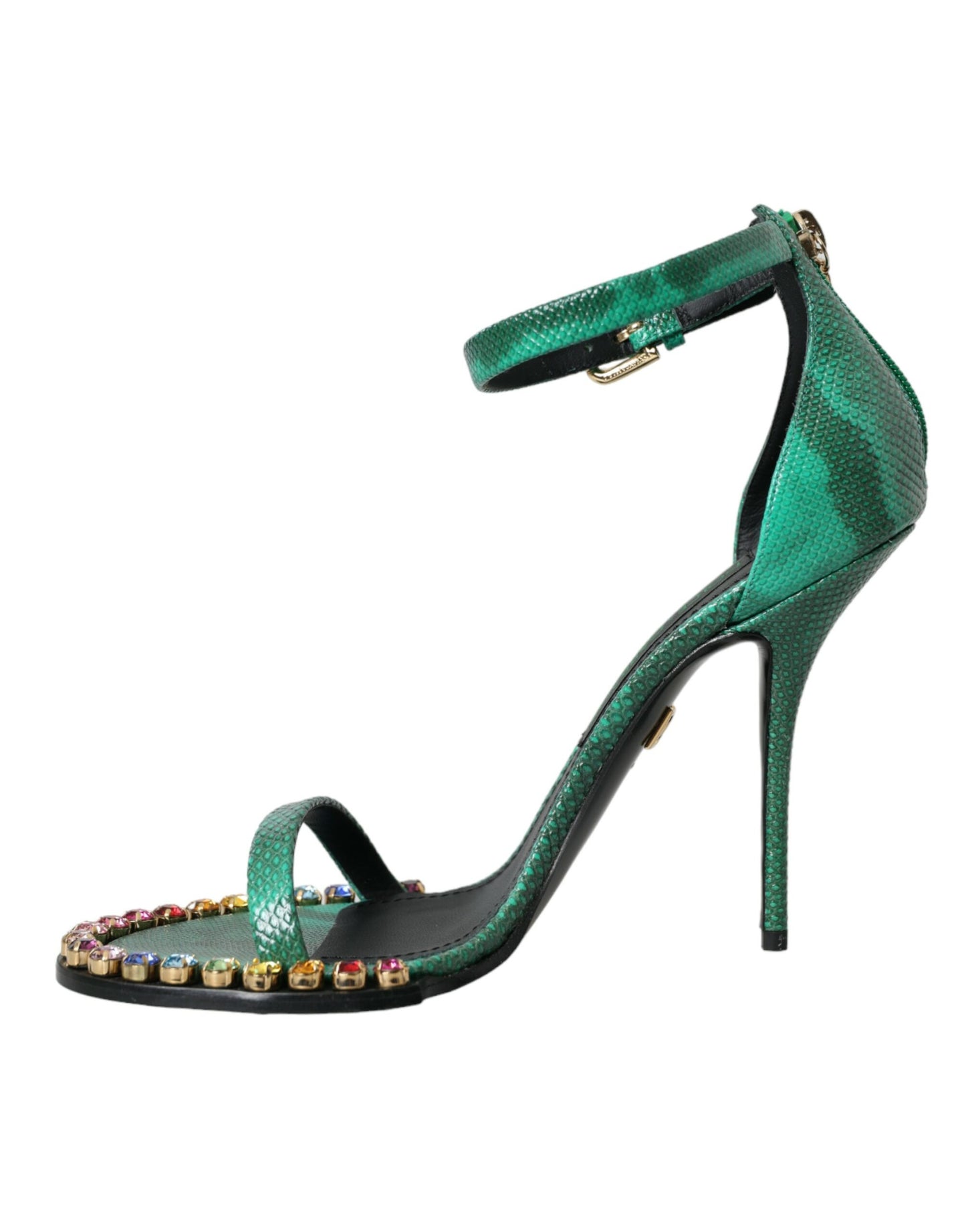 Dolce &amp; Gabbana Green Exotic Leather Crystal Sandals -kengät