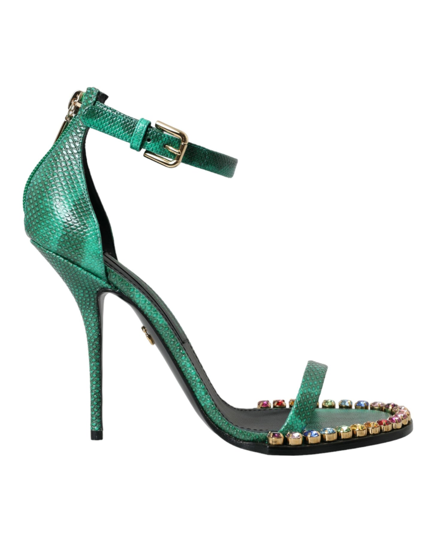 Dolce &amp; Gabbana Green Exotic Leather Crystal Sandals -kengät