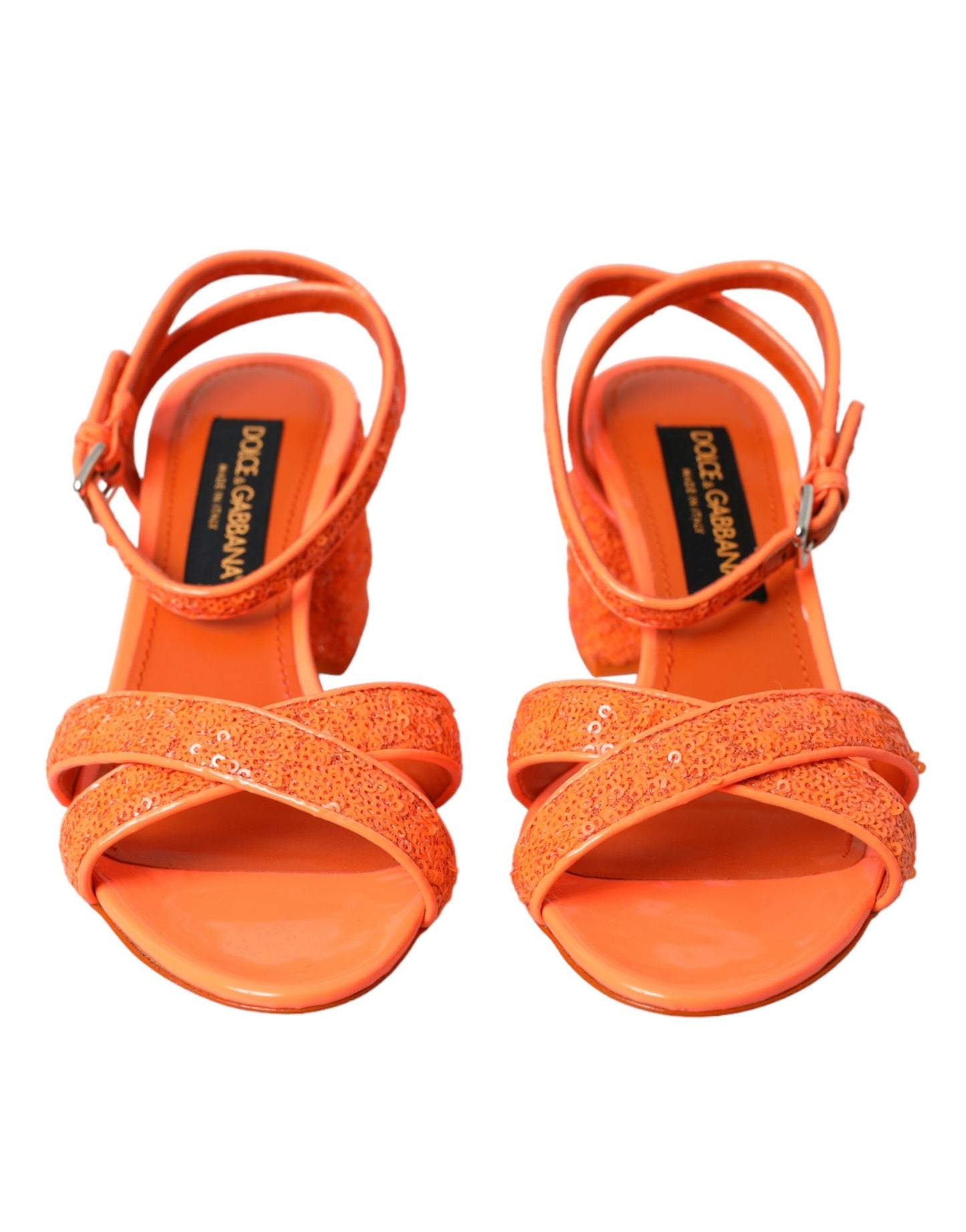 Dolce &amp; Gabbana Orange Sequin Strappy Sandals -kengät