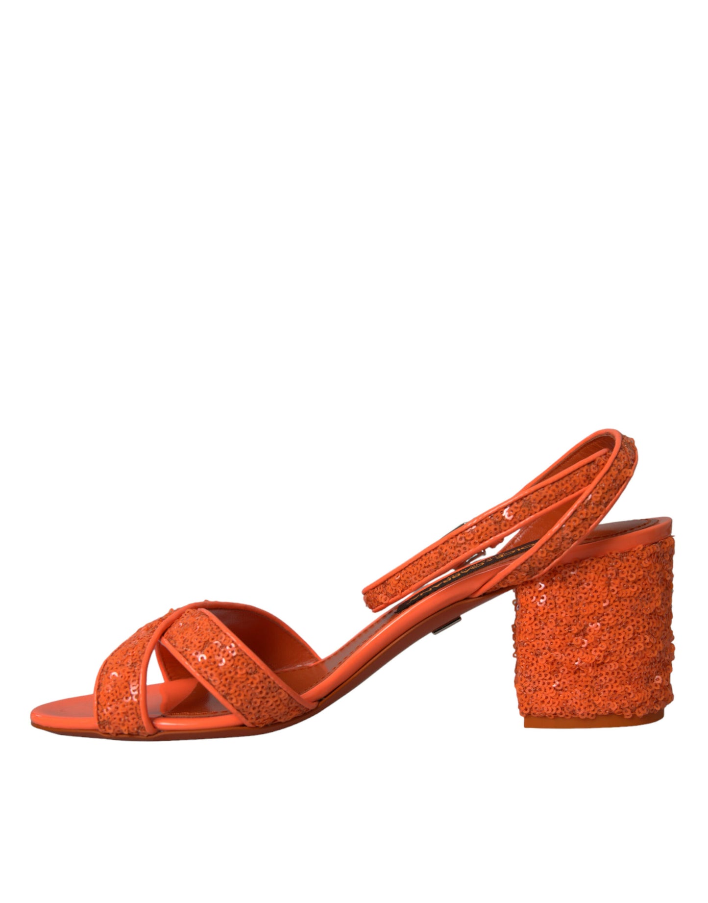 Dolce &amp; Gabbana Orange Sequin Strappy Sandals -kengät