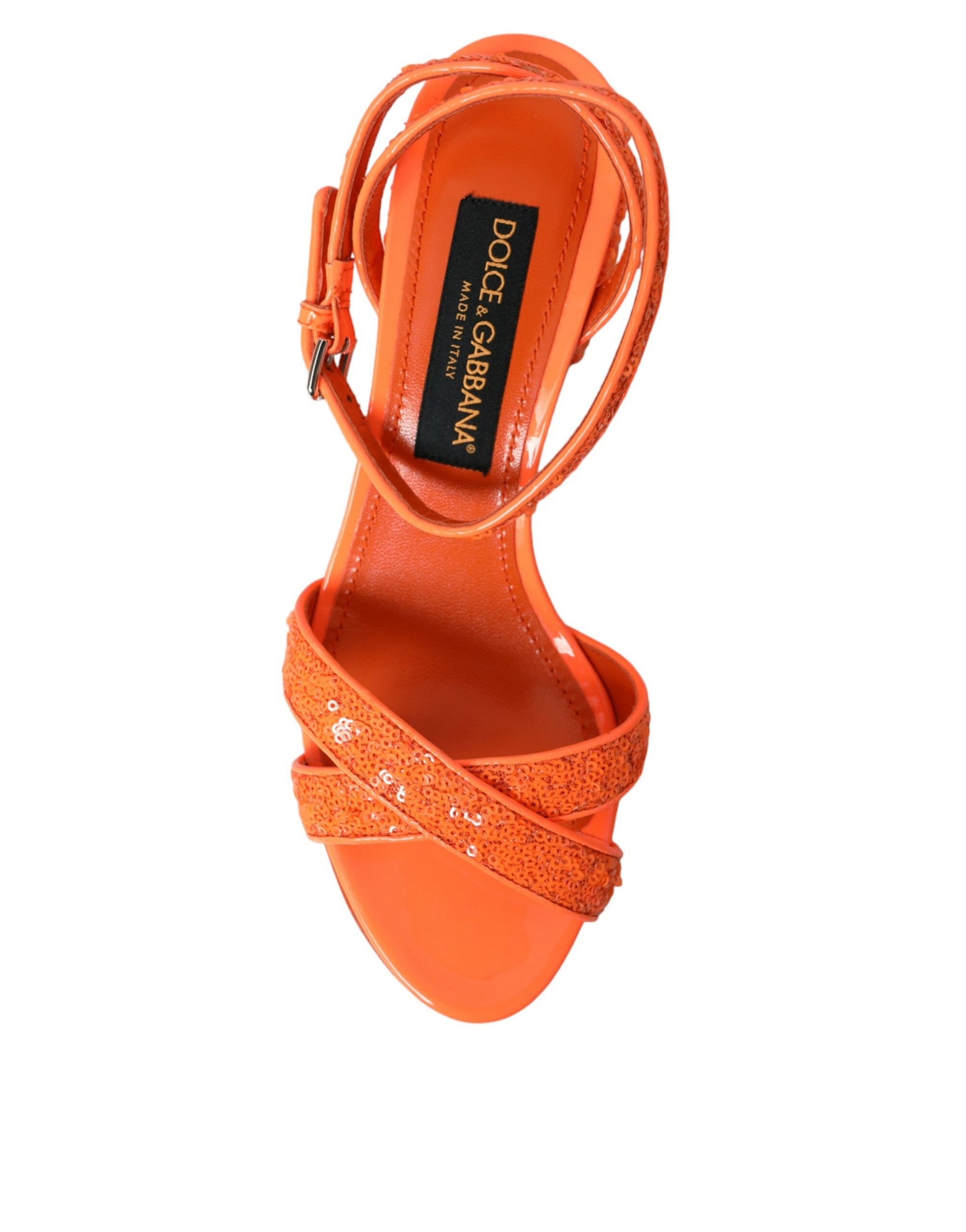 Dolce &amp; Gabbana Orange Sequin Strappy Sandals -kengät