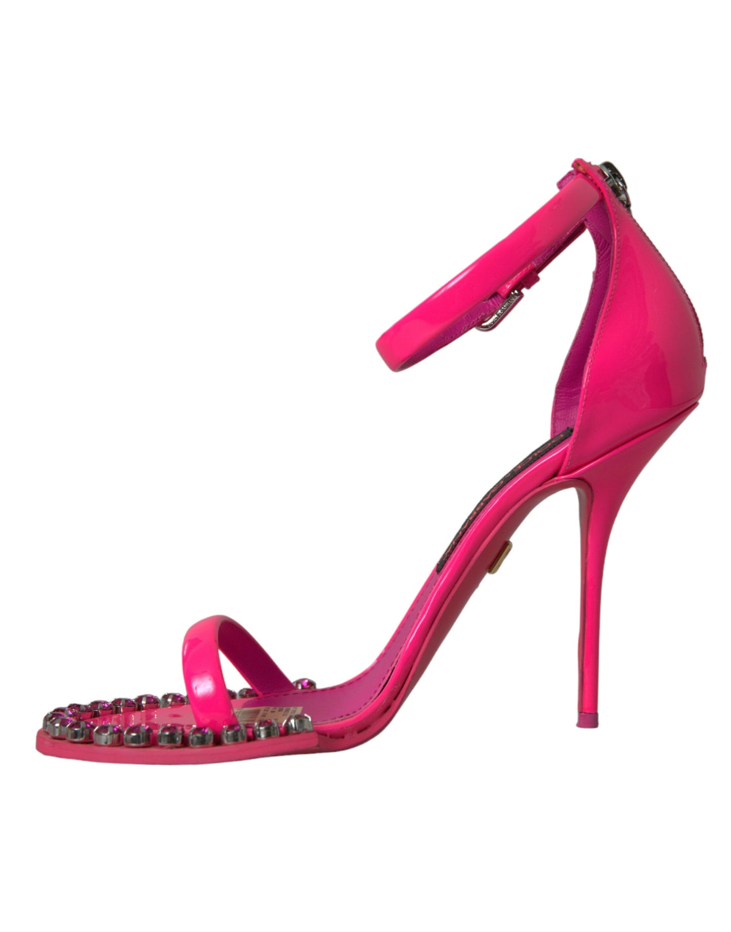 Dolce &amp; Gabbana Pink Leather Crystal Heels Sandaalit Kengät