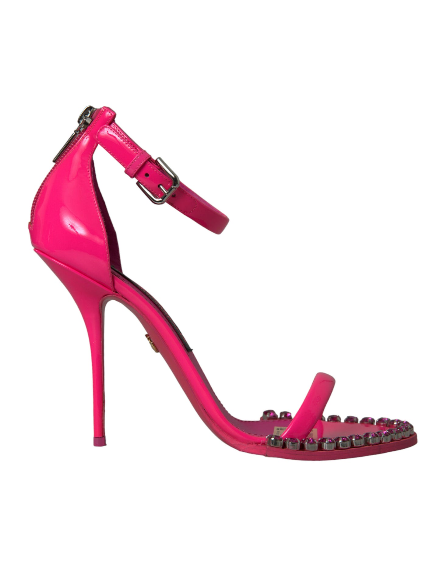 Dolce &amp; Gabbana Pink Leather Crystal Heels Sandaalit Kengät