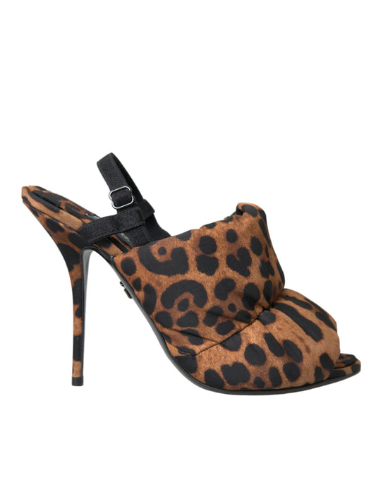 Dolce & Gabbana Braun Leopard Slingback Heels Sandalen Schuhe