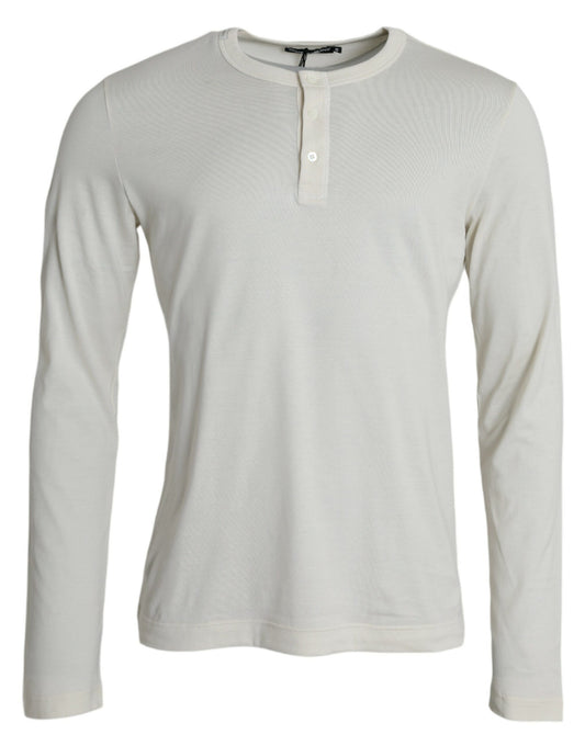 Dolce &amp; Gabbana White Cotton Crew Neck -neulepusero